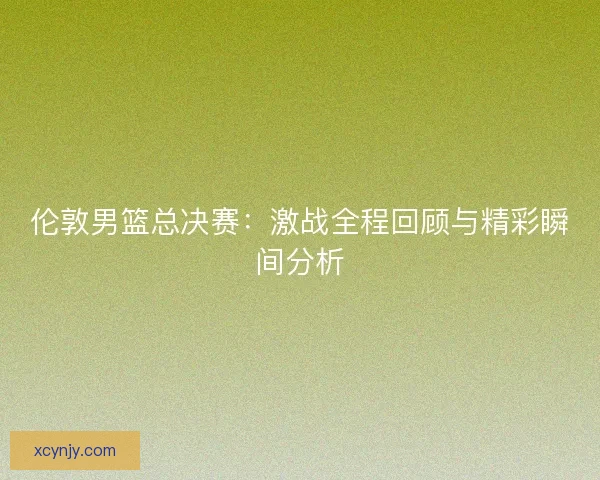 伦敦男篮总决赛：激战全程回顾与精彩瞬间分析