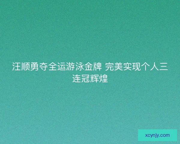 汪顺勇夺全运游泳金牌 完美实现个人三连冠辉煌
