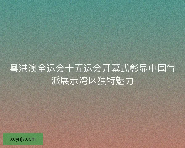 粤港澳全运会十五运会开幕式彰显中国气派展示湾区独特魅力